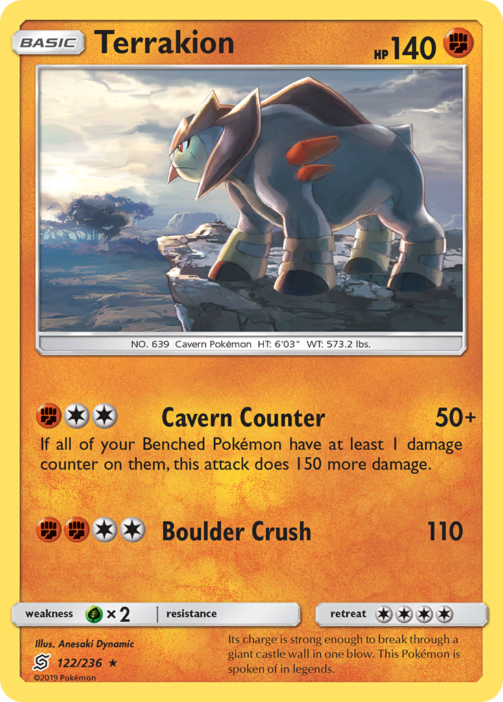 Terrakion (122/236) [Sun & Moon: Unified Minds] | North Game Den