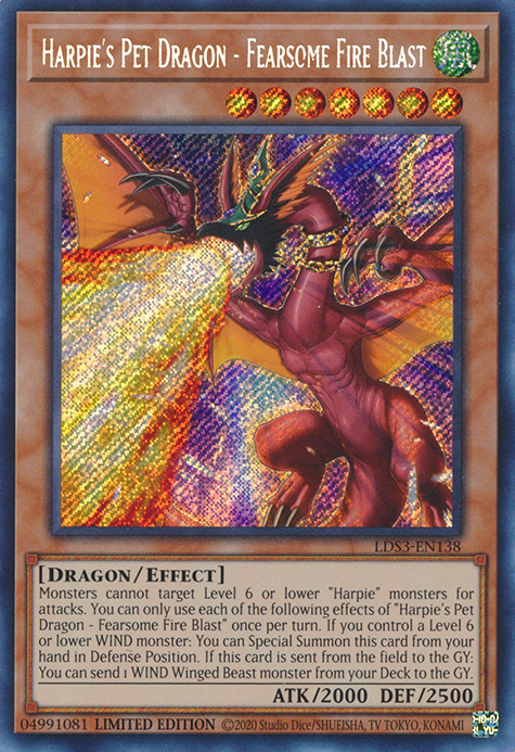 Harpie's Pet Dragon - Fearsome Fire Blast [LDS3-EN138] Secret Rare | North Game Den