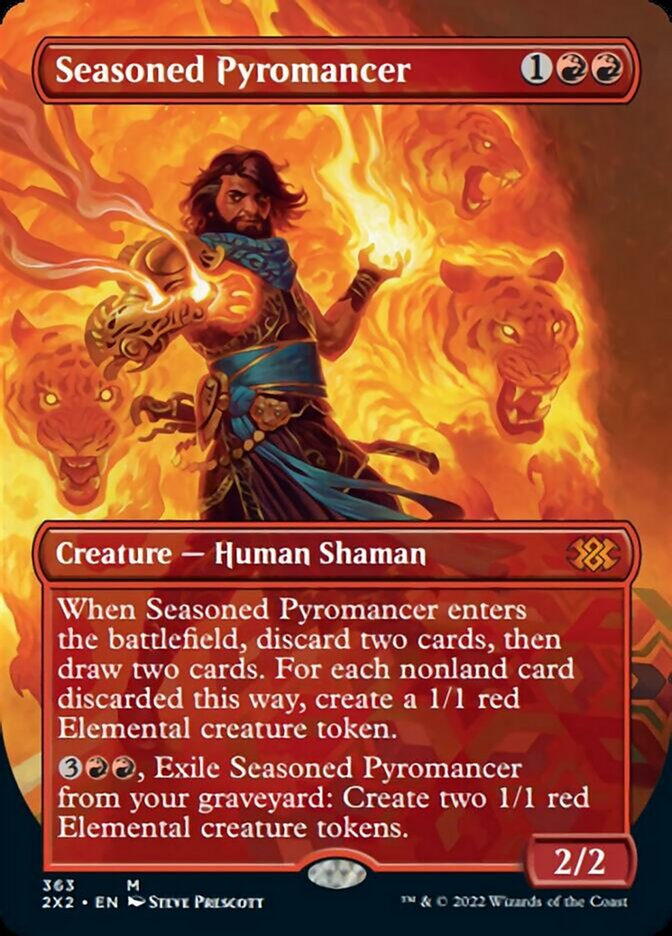 Seasoned Pyromancer (Borderless Alternate Art) [Double Masters 2022] | North Game Den