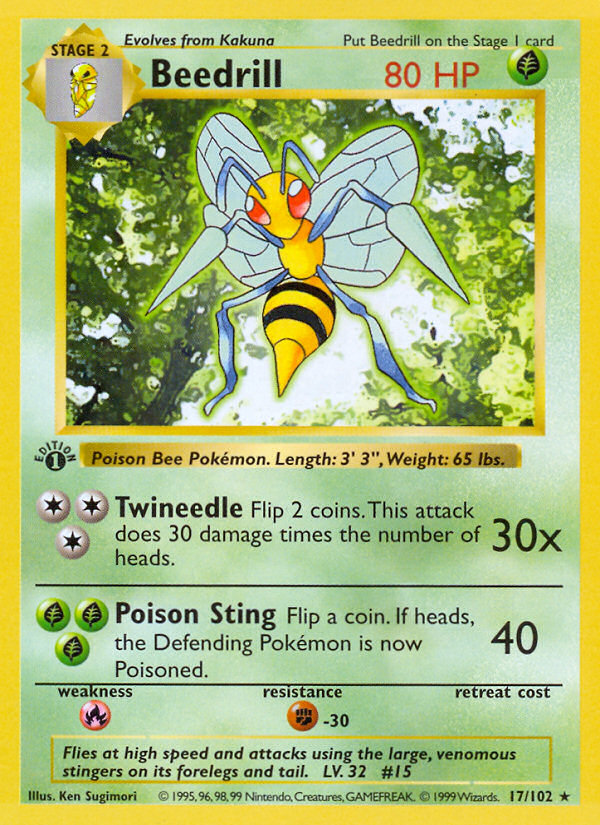 Beedrill (17/102) (Shadowless) [Base Set 1st Edition] | North Game Den