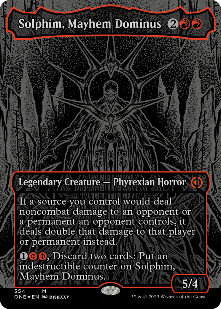 Solphim, Mayhem Dominus (Oil Slick Raised Foil) [Phyrexia: All Will Be One] | North Game Den