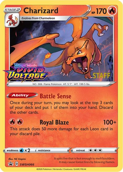 Charizard (SWSH066) (Staff Prerelease Promo) [Sword & Shield: Black Star Promos] | North Game Den