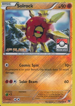 Solrock (64/146) (4th Place League Challenge Promo) [XY: Base Set] | North Game Den