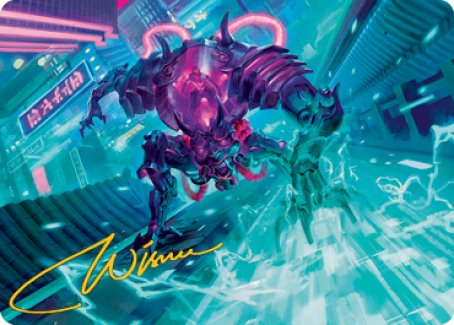 Surgehacker Mech Art Card (Gold-Stamped Signature) [Kamigawa: Neon Dynasty Art Series] | North Game Den