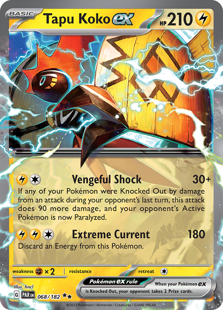 Tapu Koko ex (068/182) [Scarlet & Violet: Paradox Rift] | North Game Den