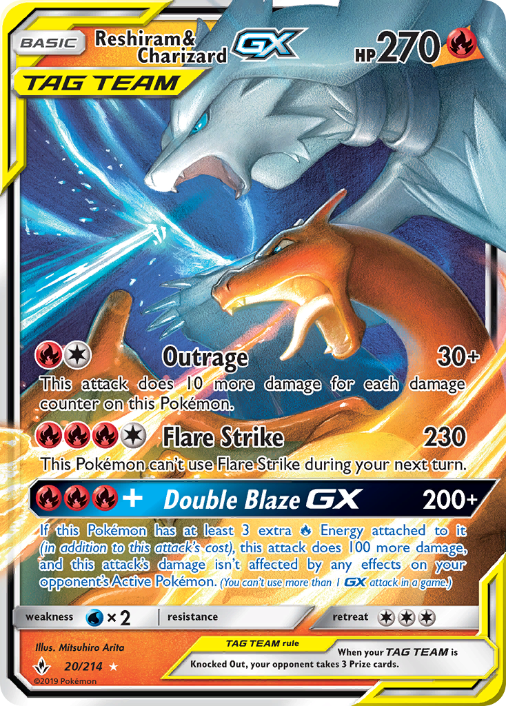 Reshiram & Charizard GX (20/214) [Sun & Moon: Unbroken Bonds] | North Game Den