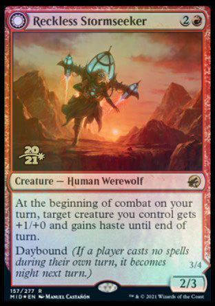 Reckless Stormseeker // Storm-Charged Slasher [Innistrad: Midnight Hunt Prerelease Promos] | North Game Den