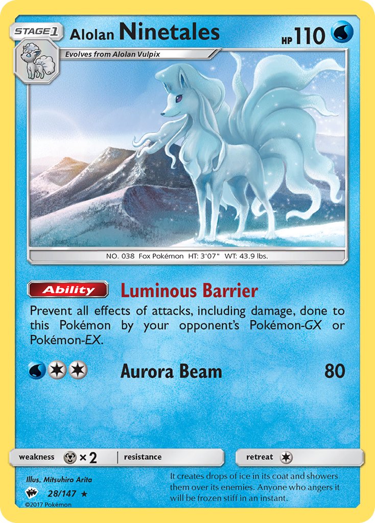 Alolan Ninetales (28/147) (Water Web Holo) (Theme Deck Exclusives) [Sun & Moon: Burning Shadows] | North Game Den