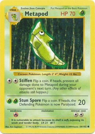 Metapod (54/102) [Base Set Shadowless Unlimited] | North Game Den