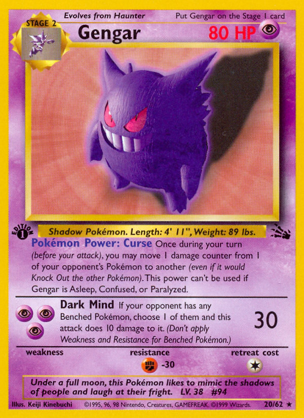 Gengar (20/62) [Fossil 1st Edition] | North Game Den