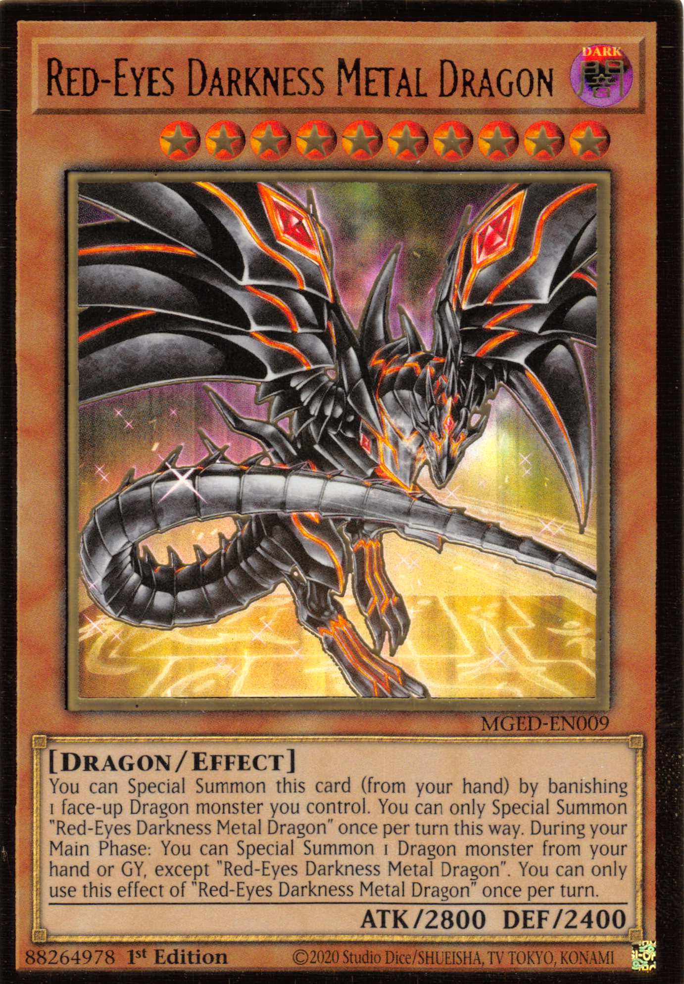 Red-Eyes Darkness Metal Dragon (Alternate Art) [MGED-EN009] Gold Rare | North Game Den