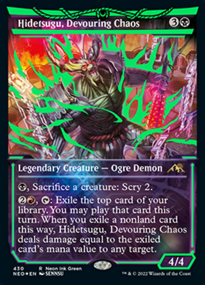 Hidetsugu, Devouring Chaos (Neon Ink Green) [Kamigawa: Neon Dynasty] | North Game Den