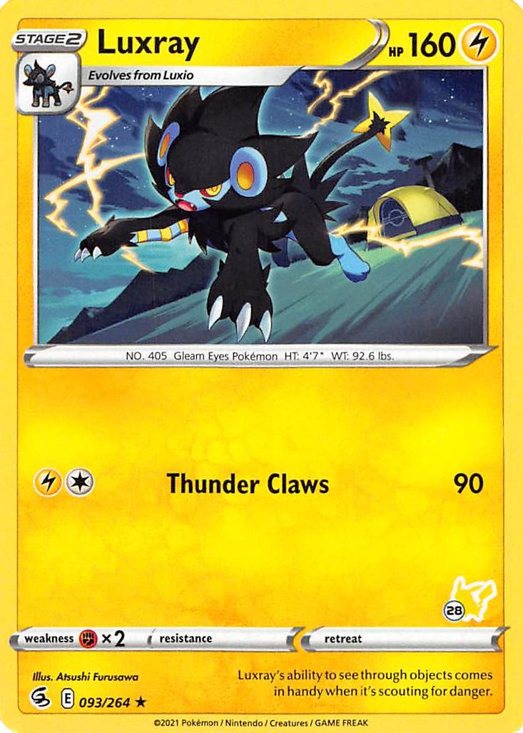 Luxray (093/264) (Pikachu Stamp #28) [Battle Academy 2022] | North Game Den