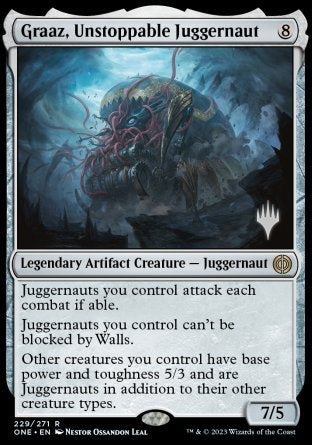 Graaz, Unstoppable Juggernaut (Promo Pack) [Phyrexia: All Will Be One Promos] | North Game Den