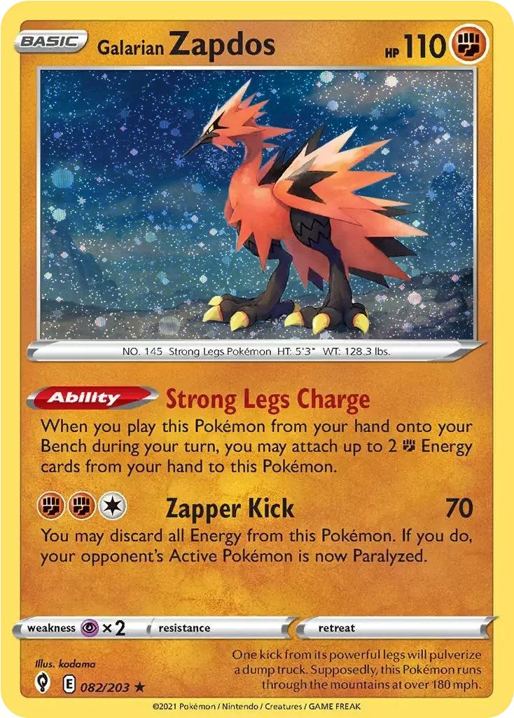 Galarian Zapdos (082/203) (Cosmos Holo) [Sword & Shield: Evolving Skies] | North Game Den