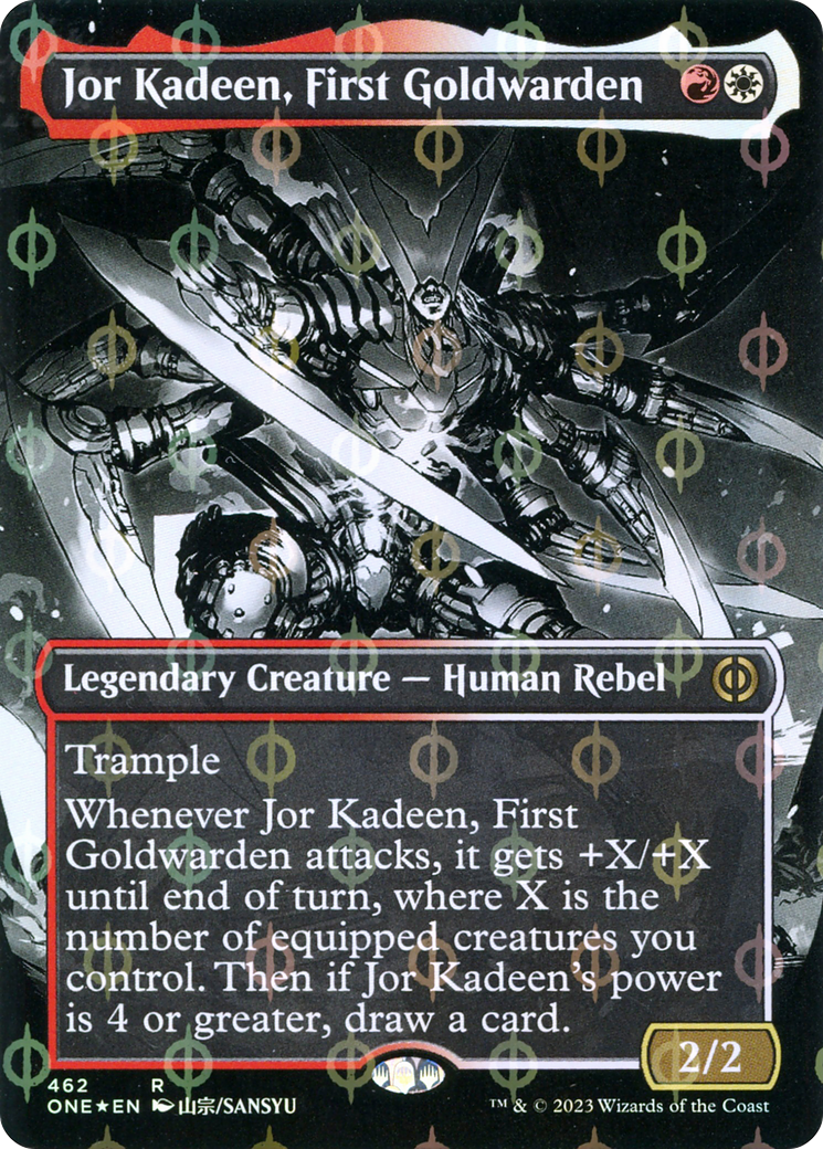 Jor Kadeen, First Goldwarden (Borderless Manga Step-and-Compleat Foil) [Phyrexia: All Will Be One] | North Game Den