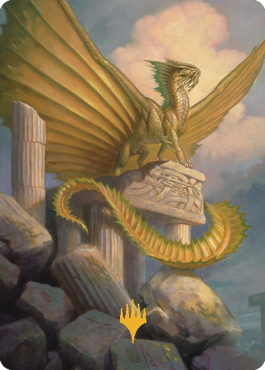 Ancient Gold Dragon Art Card (05) (Gold-Stamped Signature) [Commander Legends: Battle for Baldur's Gate Art Series] | North Game Den