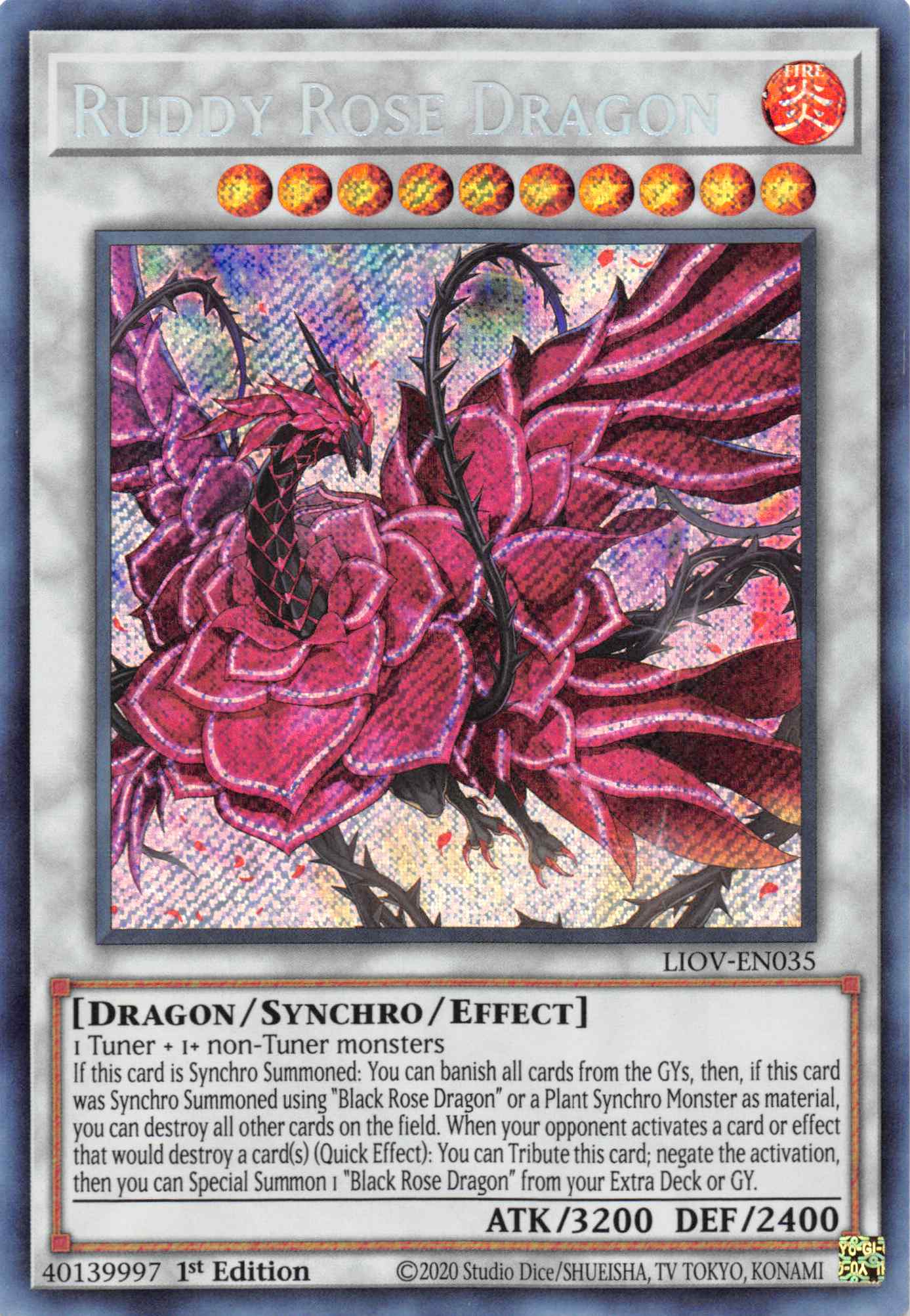 Ruddy Rose Dragon [LIOV-EN035] Secret Rare | North Game Den