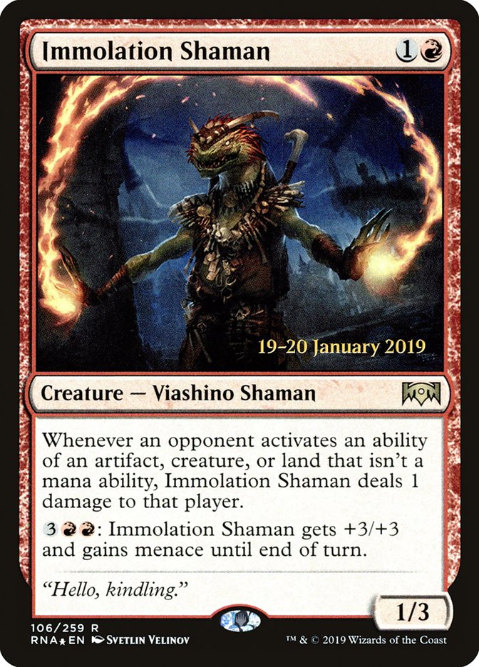 Immolation Shaman [Ravnica Allegiance Prerelease Promos] | North Game Den