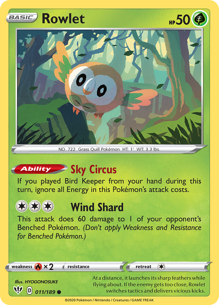 Rowlet (011/189) [Sword & Shield: Darkness Ablaze] | North Game Den