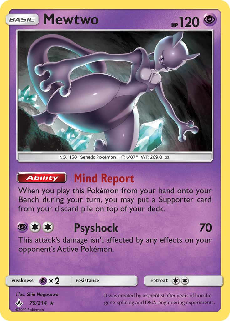 Mewtwo (75/214) (Cosmos Holo) [Sun & Moon: Unbroken Bonds] | North Game Den