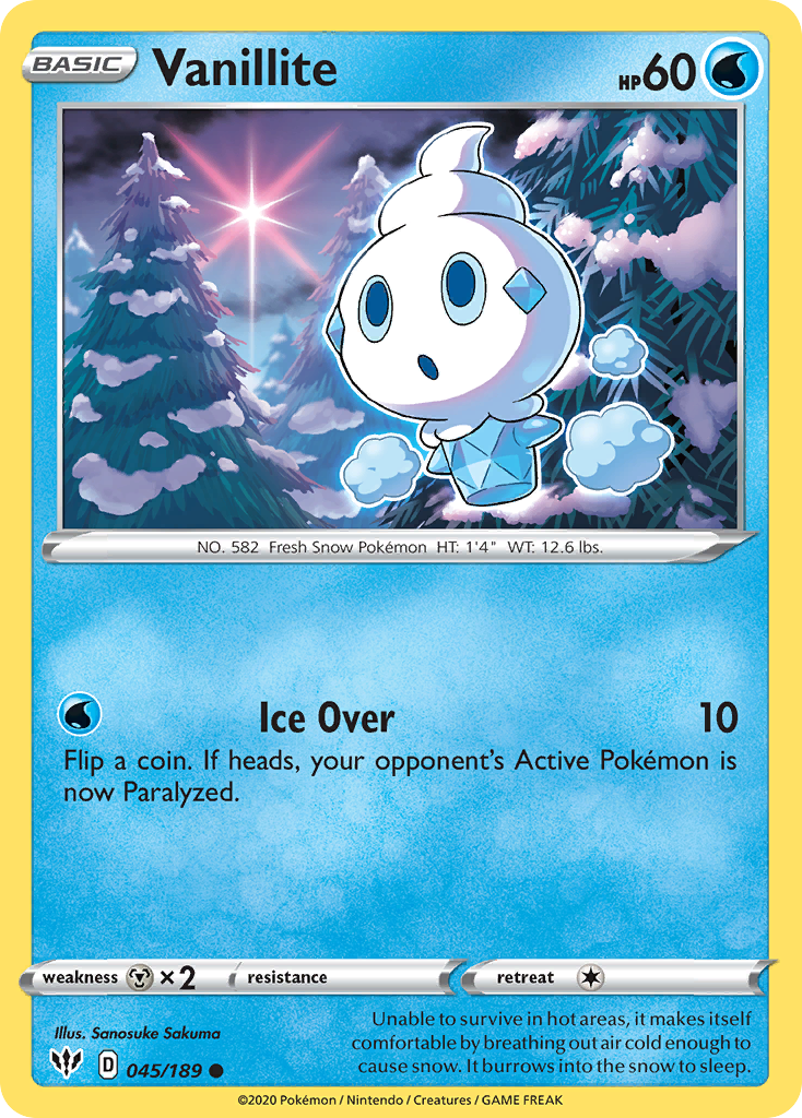 Vanillite (045/189) [Sword & Shield: Darkness Ablaze] | North Game Den