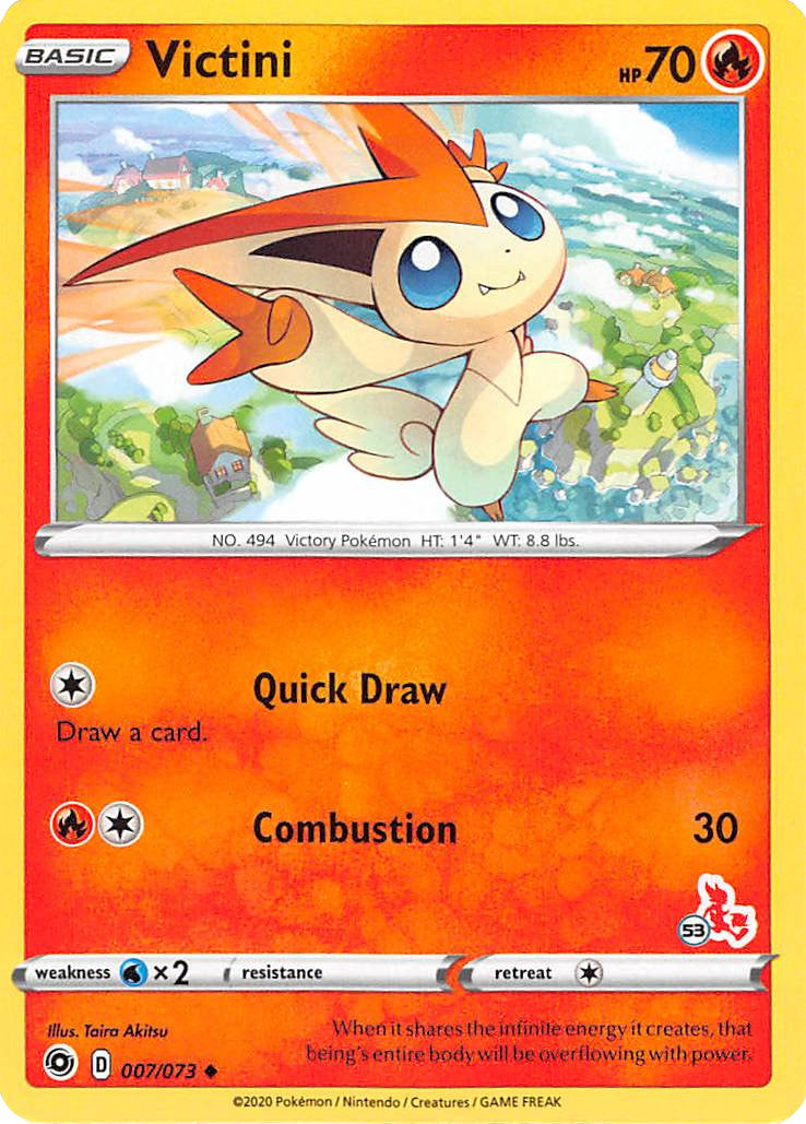 Victini (007/073) (Cinderace Stamp #53) [Battle Academy 2022] | North Game Den