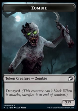 Zombie (005) // Beast (008) Double-sided Token [Innistrad: Midnight Hunt Tokens] | North Game Den