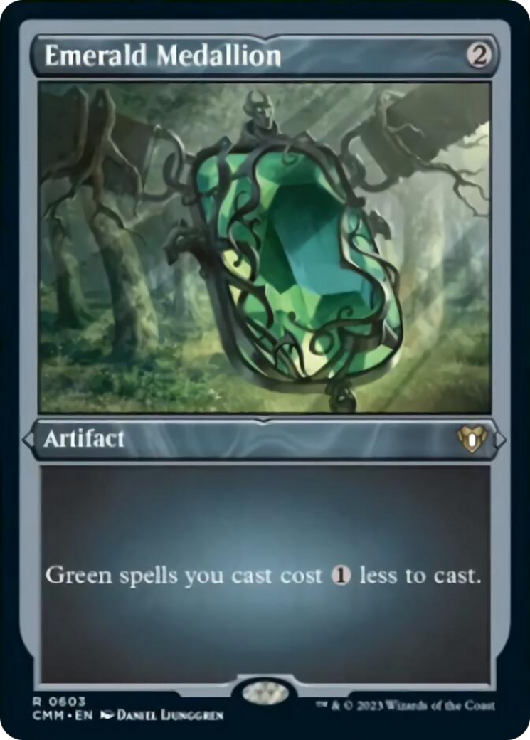 Emerald Medallion (Foil Etched) [Commander Masters] | North Game Den