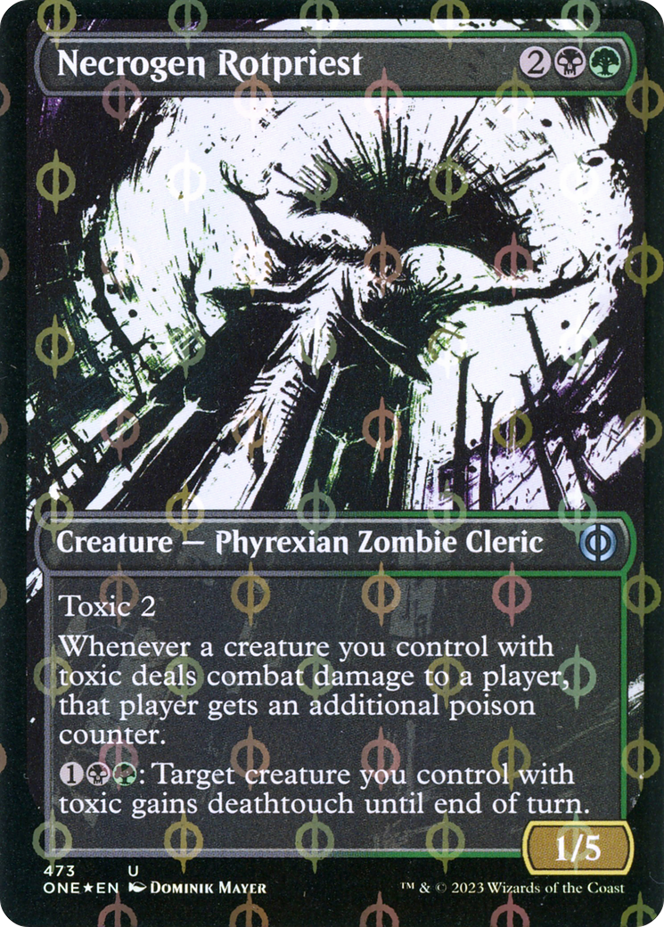 Necrogen Rotpriest (Borderless Ichor Step-and-Compleat Foil) [Phyrexia: All Will Be One] | North Game Den