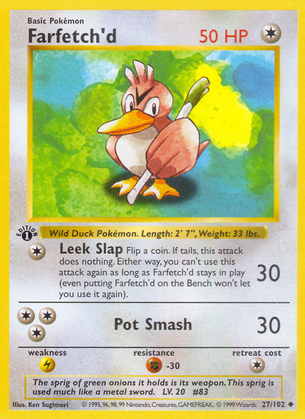 Farfetch'd (27/102) (Shadowless) [Base Set 1st Edition] | North Game Den