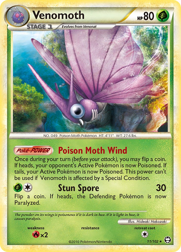 Venomoth (11/102) (Theme Deck Exclusive) [HeartGold & SoulSilver: Triumphant] | North Game Den