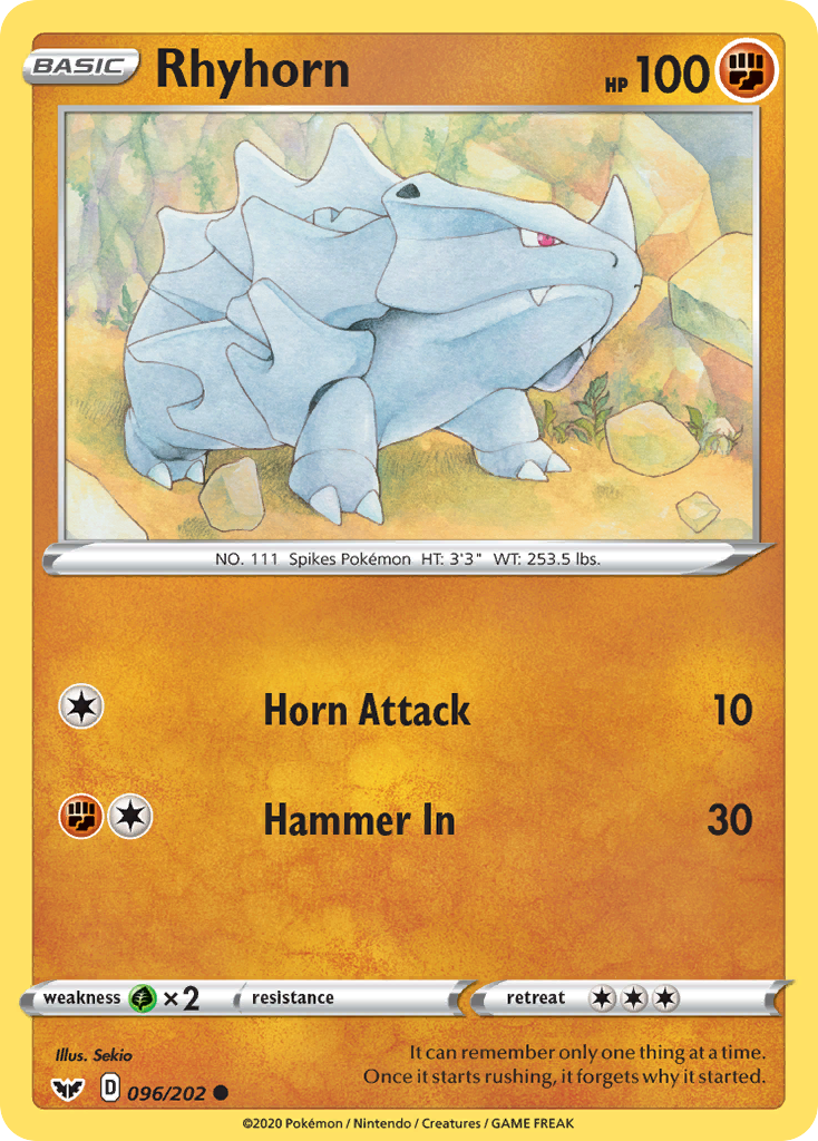 Rhyhorn (096/202) [Sword & Shield: Base Set] | North Game Den