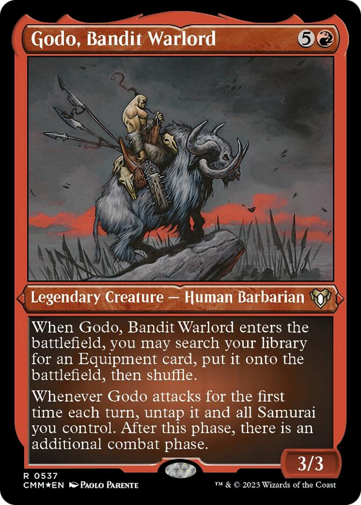 Godo, Bandit Warlord (Foil Etched) [Commander Masters] | North Game Den