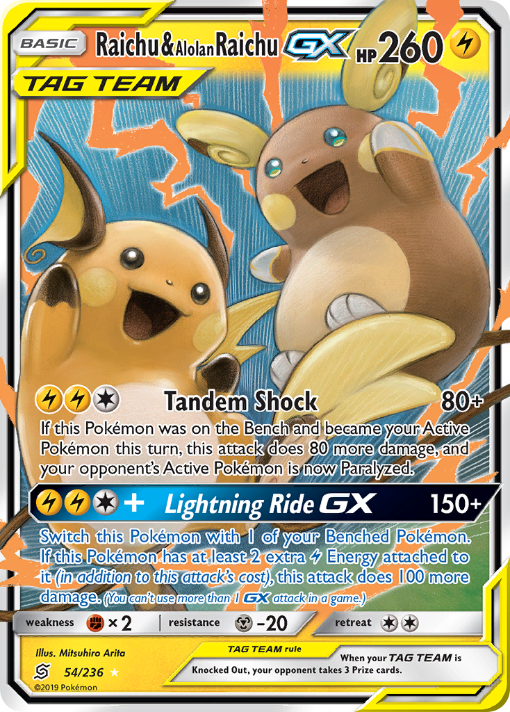 Raichu & Alolan Raichu GX (54/236) [Sun & Moon: Unified Minds] | North Game Den