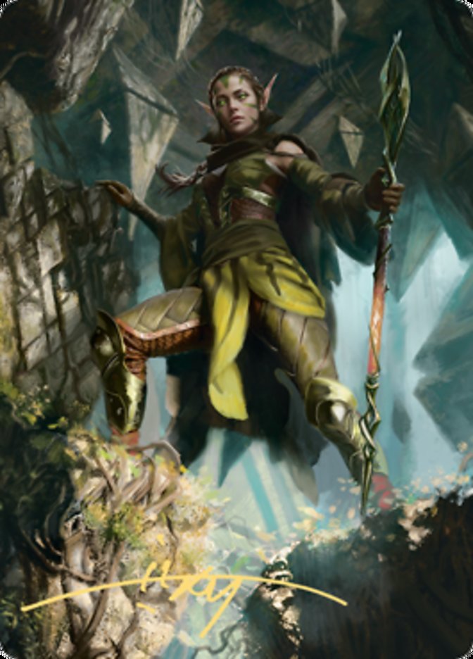 Nissa of Shadowed Boughs 1 Art Card (Gold-Stamped Signature) [Zendikar Rising Art Series] | North Game Den