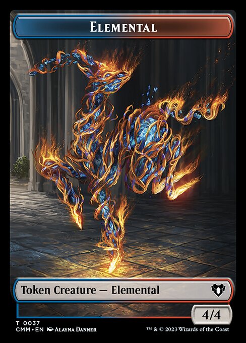 Treasure // Elemental (0037) Double-Sided Token [Commander Masters Tokens] | North Game Den