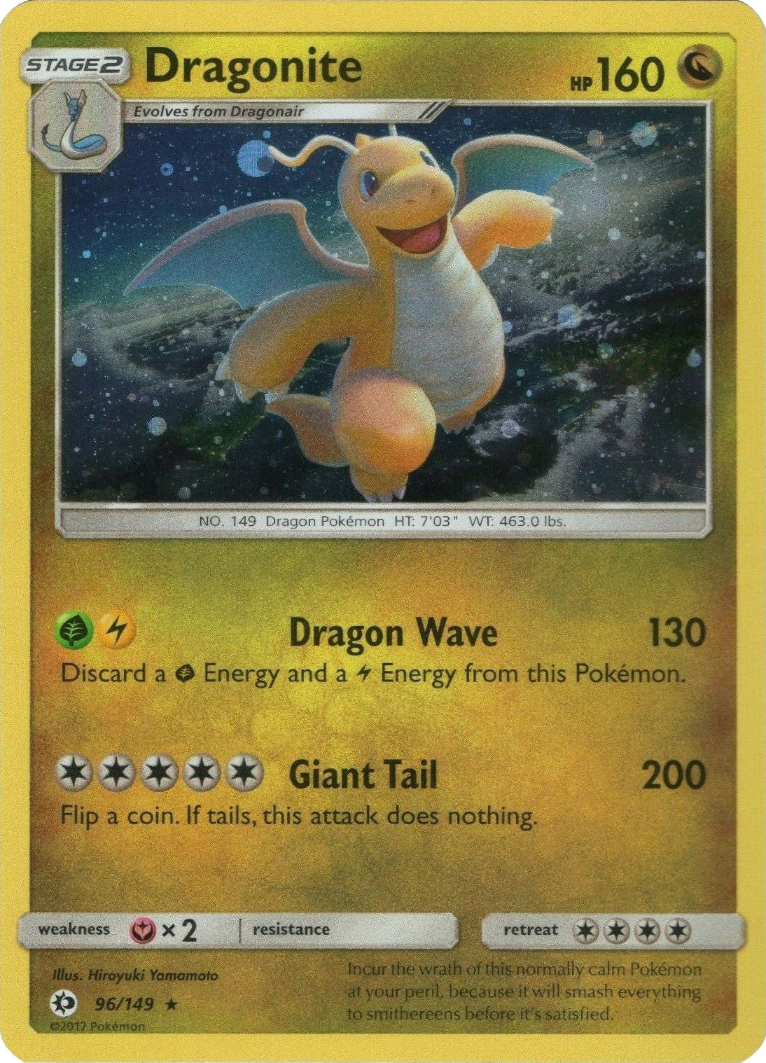 Dragonite (96/149) (Cosmos Holo) [Sun & Moon: Base Set] | North Game Den