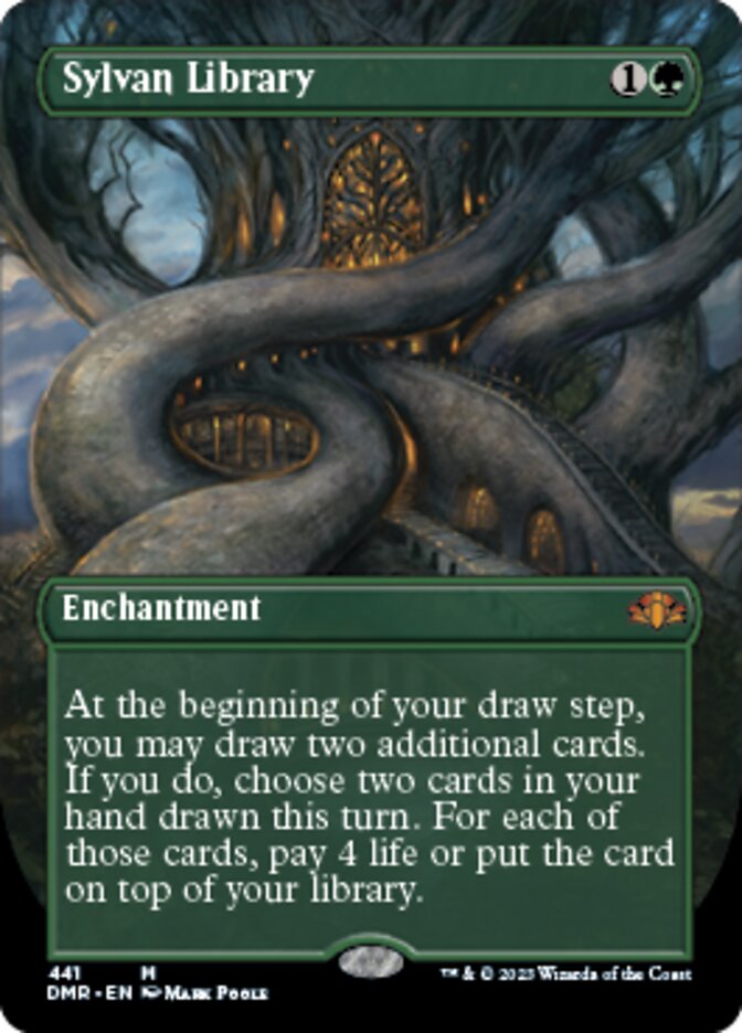 Sylvan Library (Borderless Alternate Art) [Dominaria Remastered] | North Game Den