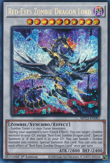 Red-Eyes Zombie Dragon Lord [MP23-EN083] Prismatic Secret Rare | North Game Den