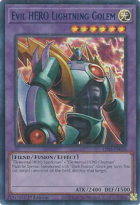 Evil HERO Lightning Golem (Blue) [LDS3-EN028] Ultra Rare | North Game Den