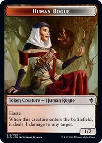 Human Rogue // Food (18) Double-sided Token [Throne of Eldraine Tokens] | North Game Den