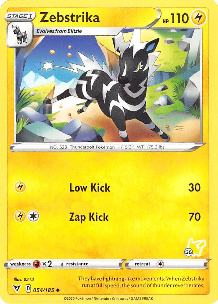 Zebstrika (054/185) (Pikachu Stamp #56) [Battle Academy 2022] | North Game Den