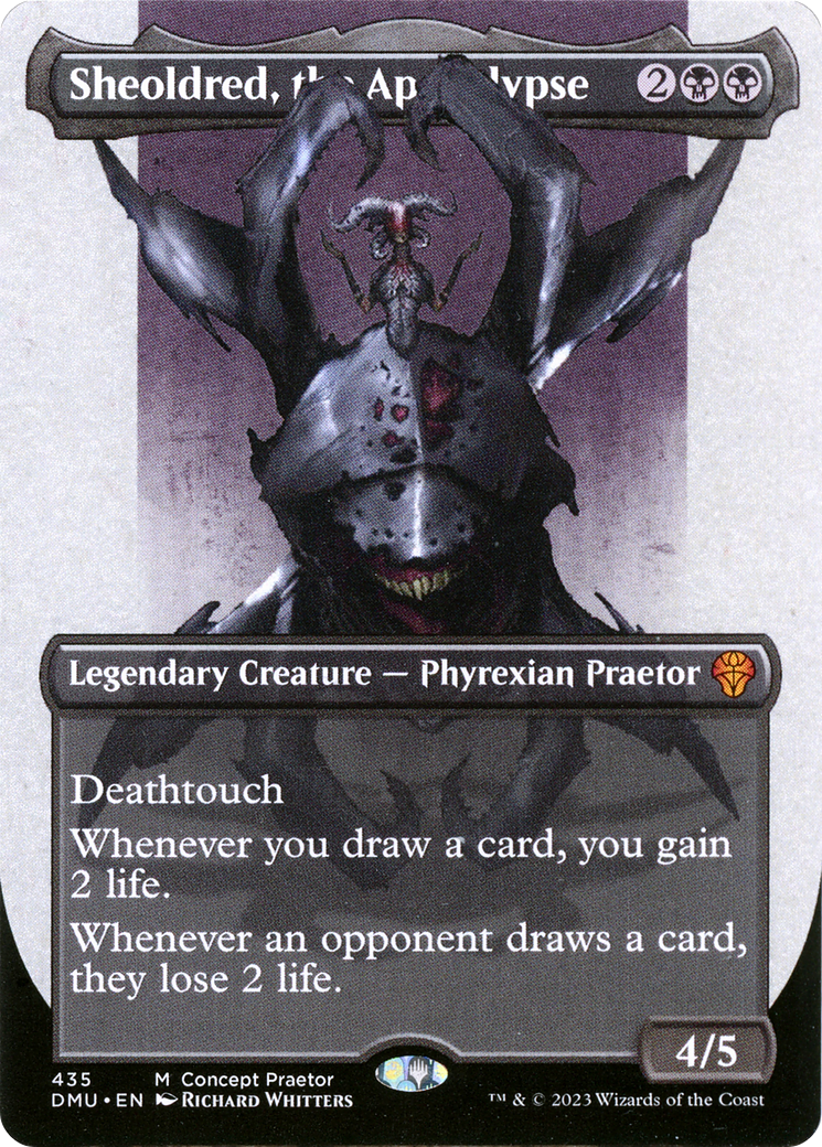 Sheoldred, the Apocalypse (Borderless Concept Praetors) [Phyrexia: All Will Be One] | North Game Den