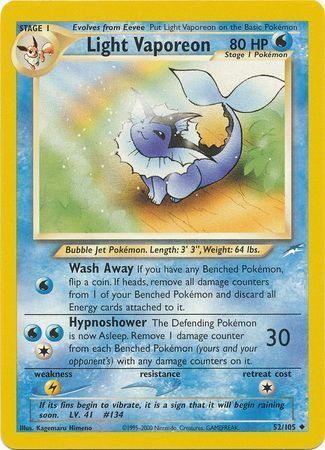 Light Vaporeon (52/105) [Neo Destiny Unlimited] | North Game Den