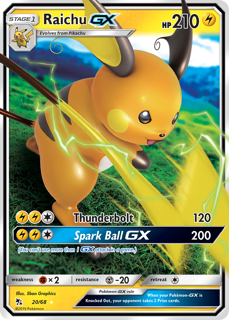 Raichu GX (20/68) [Sun & Moon: Hidden Fates] | North Game Den