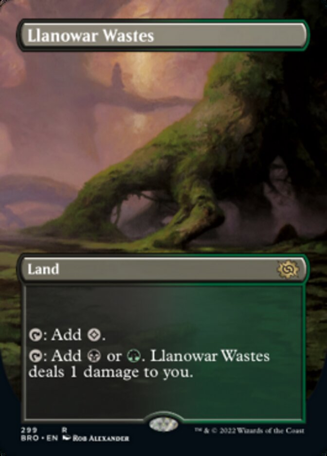 Llanowar Wastes (Borderless Alternate Art) [The Brothers' War] | North Game Den