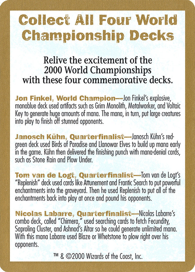 2000 World Championships Ad [World Championship Decks 2000] | North Game Den