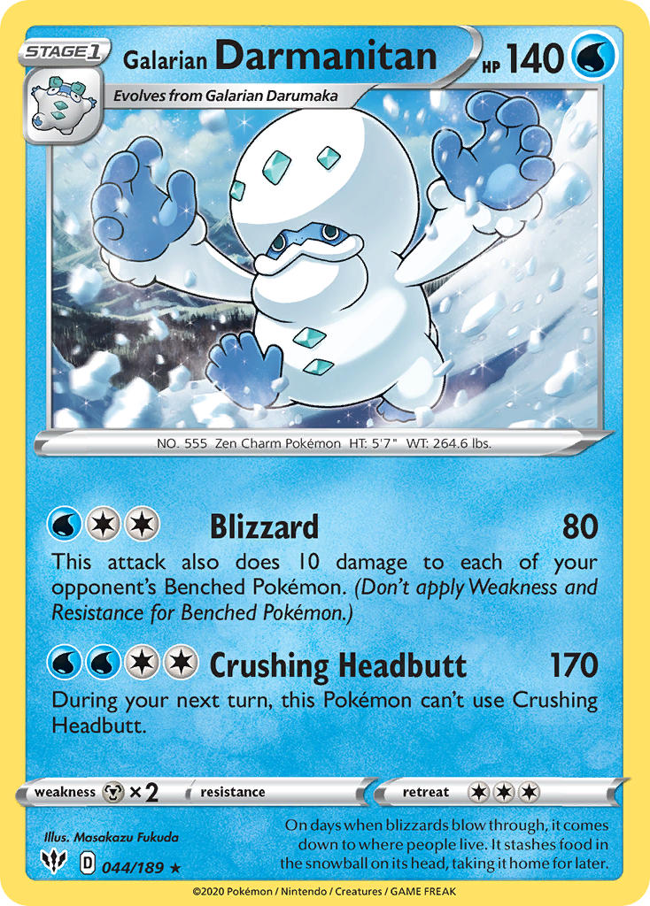 Galarian Darmanitan (044/189) (Cracked Ice Holo) (Theme Deck Exclusive) [Sword & Shield: Darkness Ablaze] | North Game Den