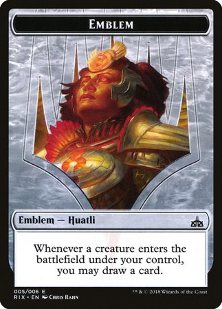 Emblem - Huatli [Rivals of Ixalan Tokens] | North Game Den